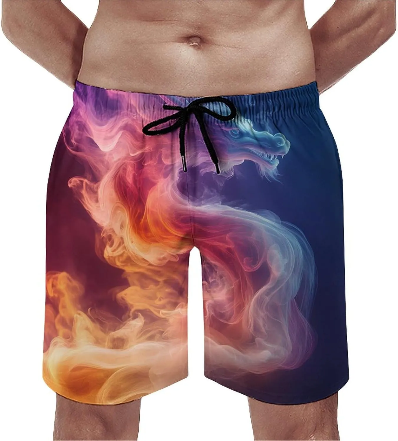 Smoke Dragon Men's Swim Trunks Casual Bathing Suit Board Shorts Hawaiian Beach Swimwear Swim Shorts