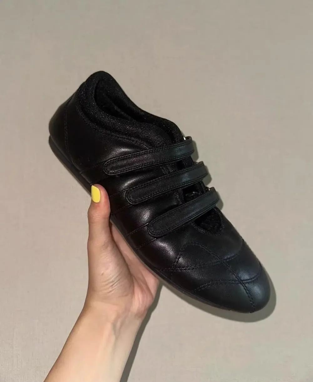 Sneakerina Cute Ballet Sneakers Women Girls Kawaii Y2K Retro Trendy Breathable Non-Slip Chunky Sole Casual Platform Leather Tennis Sneakers Preppy Back to School Gifts Daughter Granddaughter