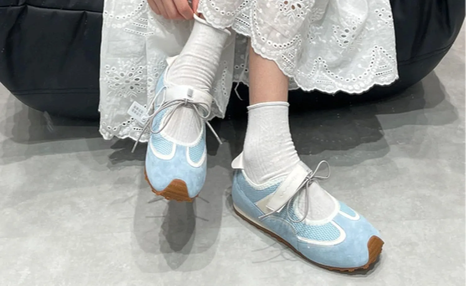 Sneakerina Dressy Ballet Sneakers Women Girls Kawaii Y2K Retro Straps Leather Round Toes Non-Slip Chunky Sole Platform Breathable Tennis Sneakers Preppy Back to School Gifts Daughter Granddaughters