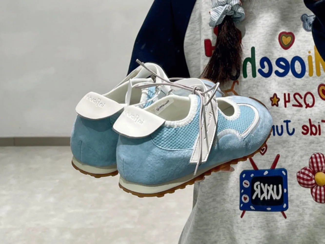 Sneakerina Dressy Ballet Sneakers Women Girls Kawaii Y2K Retro Straps Leather Round Toes Non-Slip Chunky Sole Platform Breathable Tennis Sneakers Preppy Back to School Gifts Daughter Granddaughters
