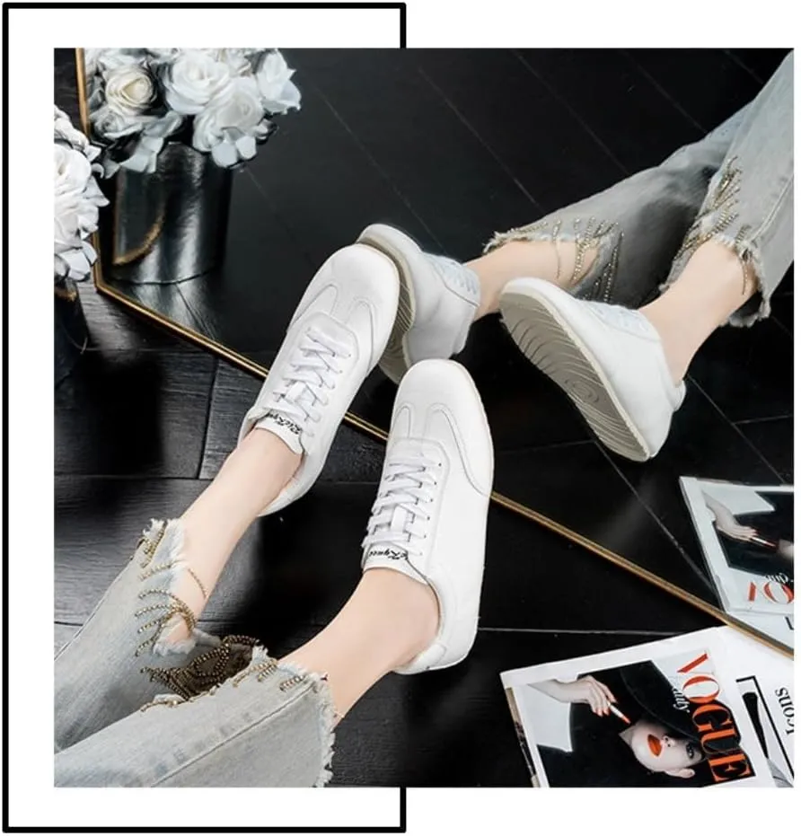 Sneakerina Flats Ballet Sneakers Women Girls Cute Y2K Retro Leather Round Toes Breathable Dress Shoes Non-Slip Chunky Sole Platform Tennis Sneakers Preppy Back to School Gifts Daughter Granddaughter
