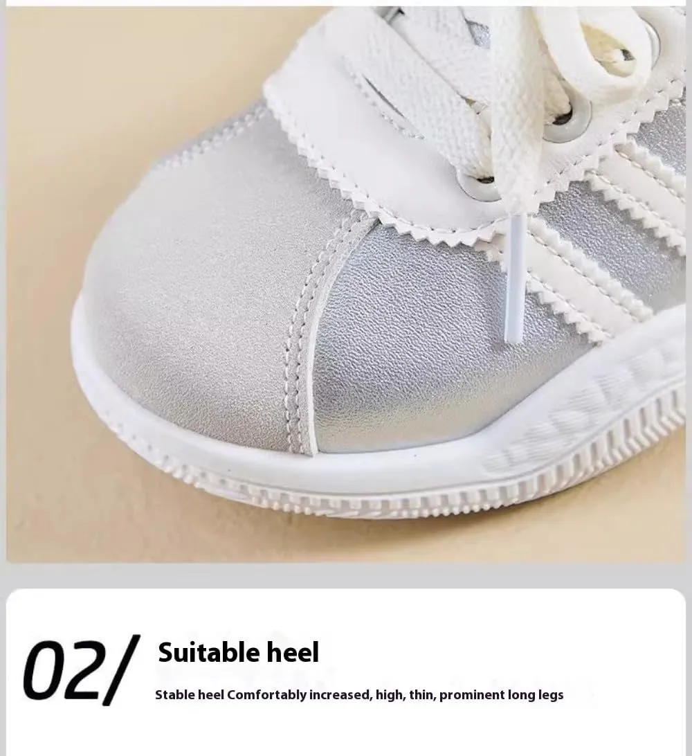 Sneakerina Lace-up Ballet Sneakers Women Girls Y2K Retro Lightweight Round Toes Slip On Breathable Non-Slip Sole Platform Tennis Sneakers Preppy Back to School Gifts Daughter Granddaughter