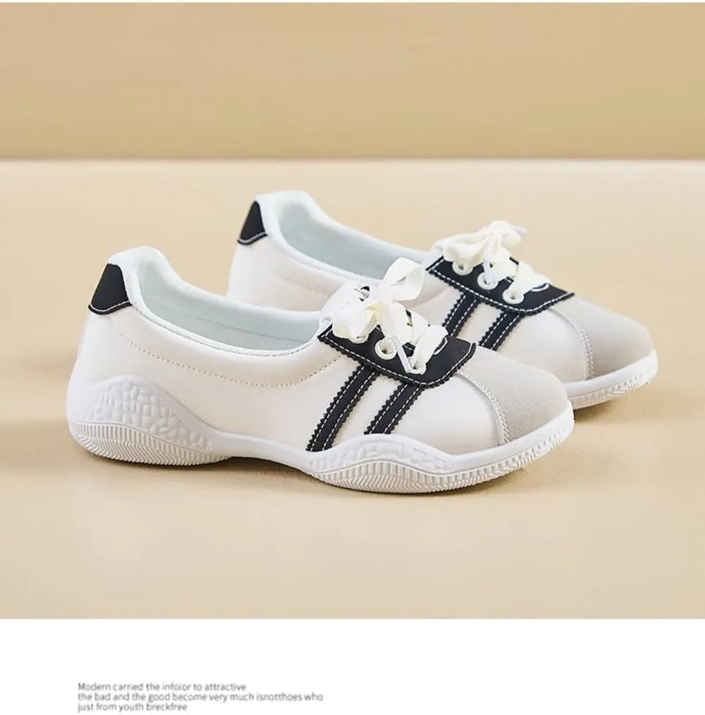 Sneakerina Lace-up Ballet Sneakers Women Girls Y2K Retro Lightweight Round Toes Slip On Breathable Non-Slip Sole Platform Tennis Sneakers Preppy Back to School Gifts Daughter Granddaughter