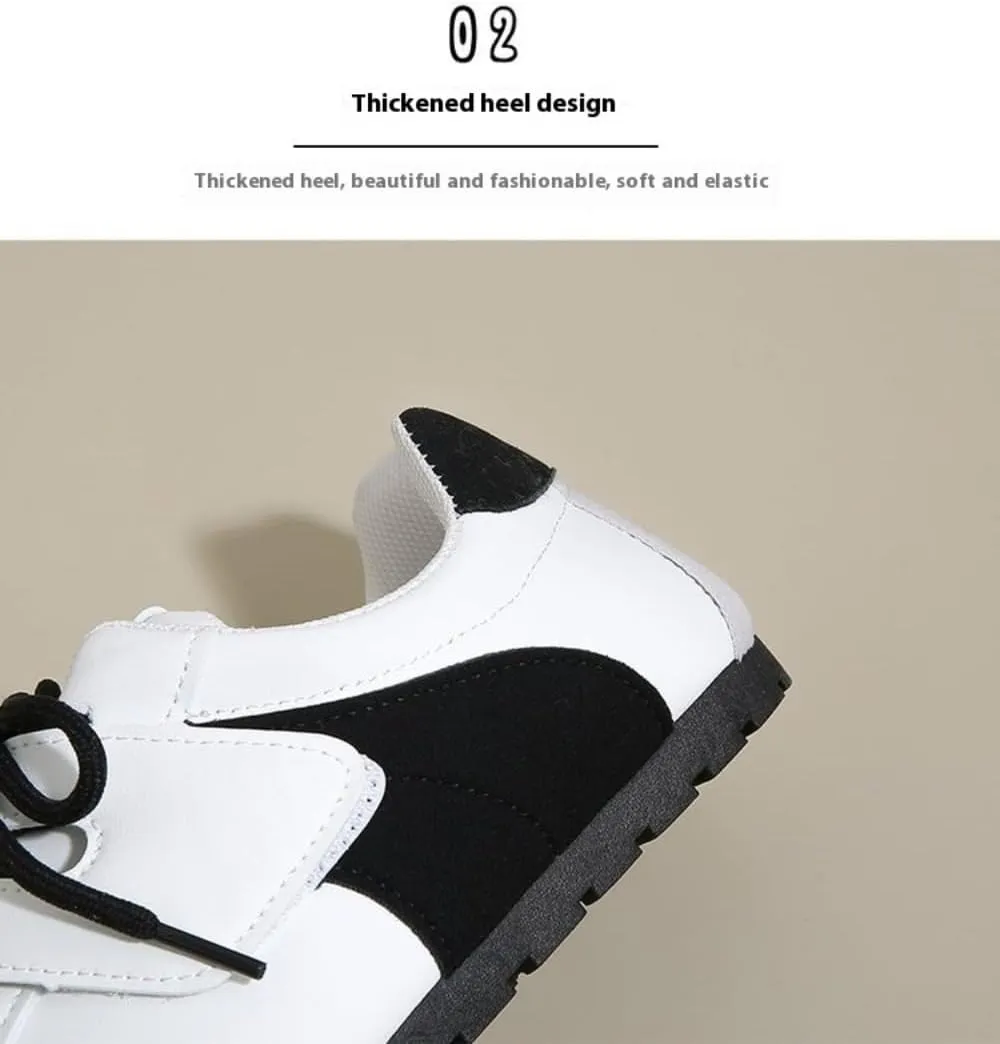 Sneakerina Lace-up Ballet Sneakers Women Girls Y2K Retro Straps Round Toes Slip On Breathable Non-Slip Chunky Sole Platform Leather Tennis Sneakers Preppy Back to School Gifts Daughter Granddaughter