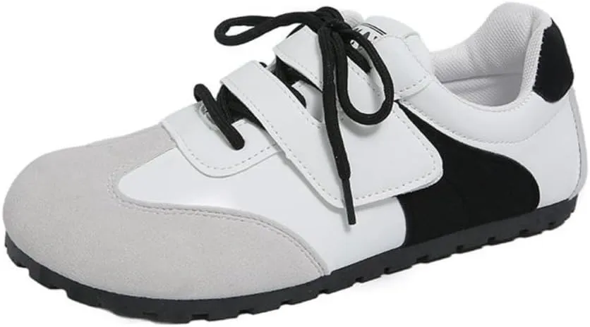 Sneakerina Lace-up Ballet Sneakers Women Girls Y2K Retro Straps Round Toes Slip On Breathable Non-Slip Chunky Sole Platform Leather Tennis Sneakers Preppy Back to School Gifts Daughter Granddaughter