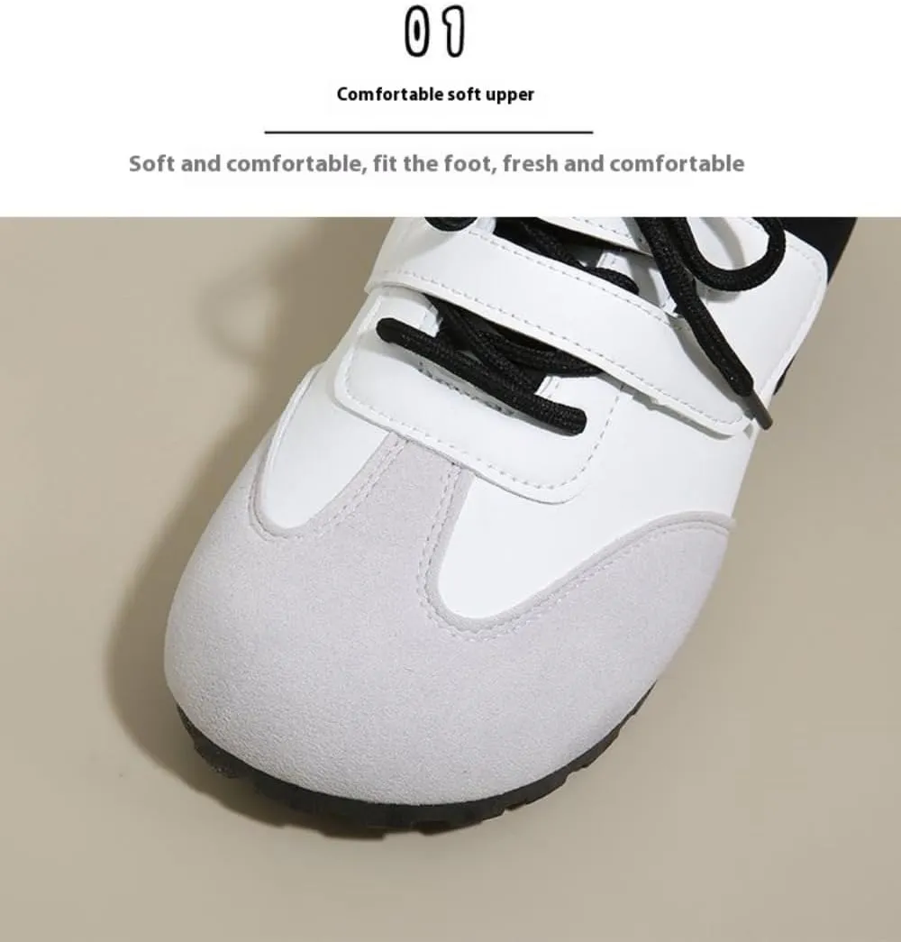 Sneakerina Lace-up Ballet Sneakers Women Girls Y2K Retro Straps Round Toes Slip On Breathable Non-Slip Chunky Sole Platform Leather Tennis Sneakers Preppy Back to School Gifts Daughter Granddaughter