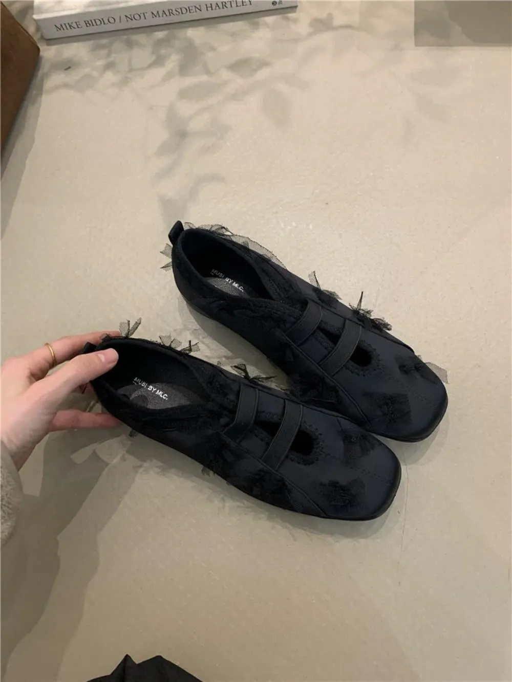 Sneakerina Satin Ballet Sneakers Women Girls Cute Y2K Retro Round Toes Breathable Dress Shoes Non-Slip Chunky Sole Leather Platform Sneakers Preppy Back to School Gifts Daughter Granddaughter