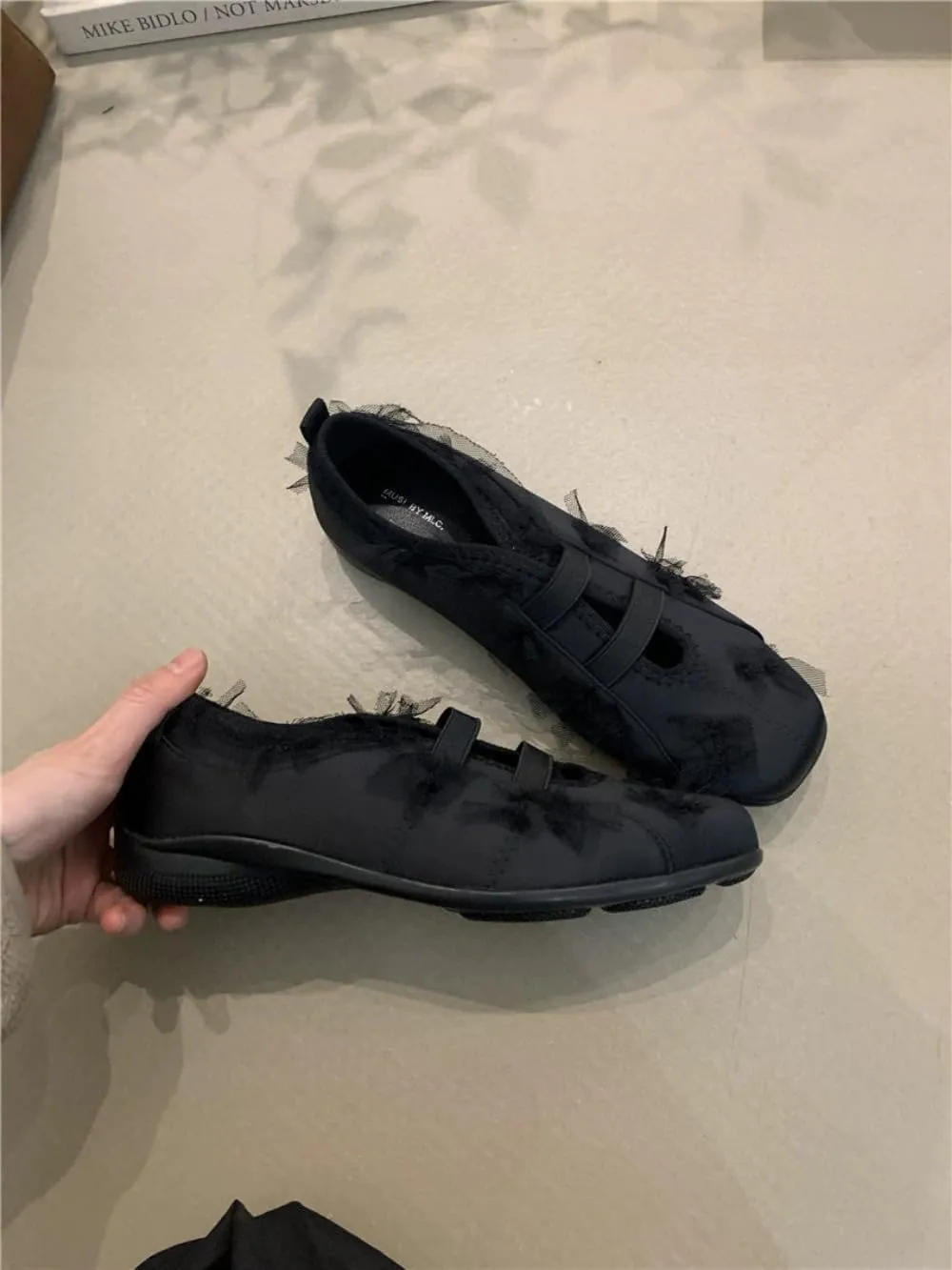 Sneakerina Satin Ballet Sneakers Women Girls Cute Y2K Retro Round Toes Breathable Dress Shoes Non-Slip Chunky Sole Leather Platform Sneakers Preppy Back to School Gifts Daughter Granddaughter