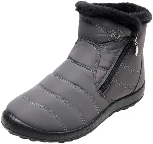 Snow Boots Womens Winter Ankle Boots Ladies Warm Fleece Lined Booties Thickening Thermal Flat Sneakers Outdoor Booties Soft Cozy Ankle Booties Wide Calf Short Boots Winter with Side Zipper