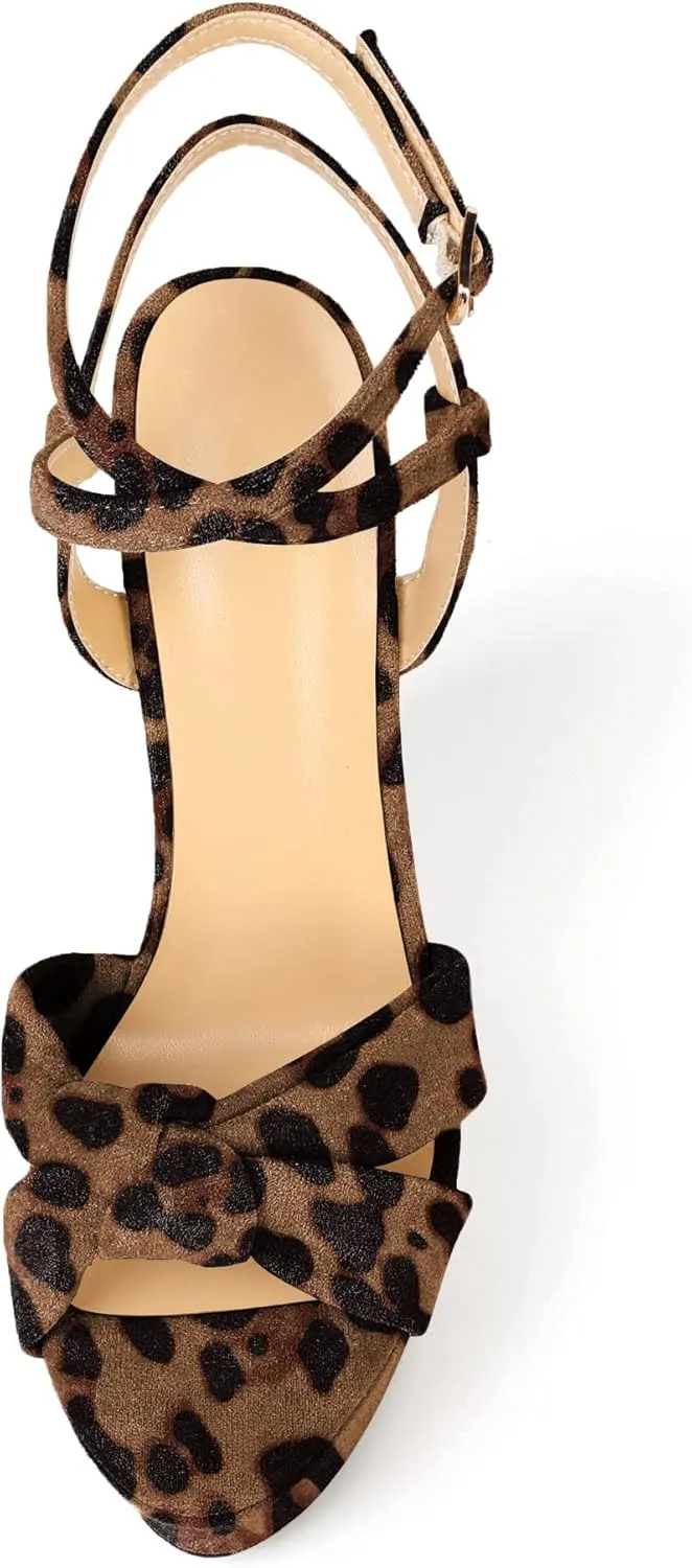 Soireelady Women's Sandals Wedge High Heels Open Toe Crisscross Strap Heeled Sandals Sexy Dressy Heels for Party, Evening and Nightclub