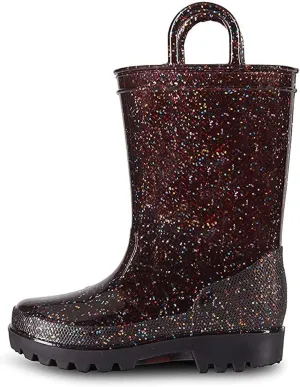 sporto Unisex-Child Jazz Glitter Boots Waterproof Slip-On Lined Rubber Rain Shoes