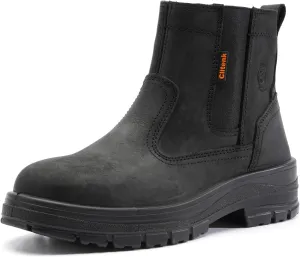 Steel Toe Boots for Men Waterproof, 6" Oiled Full Grain Leather Slip on Work Boots, Non-Slip, Puncture-Proof, Breathable, Comfortable Outdoor Lightweight Mens Work Boots