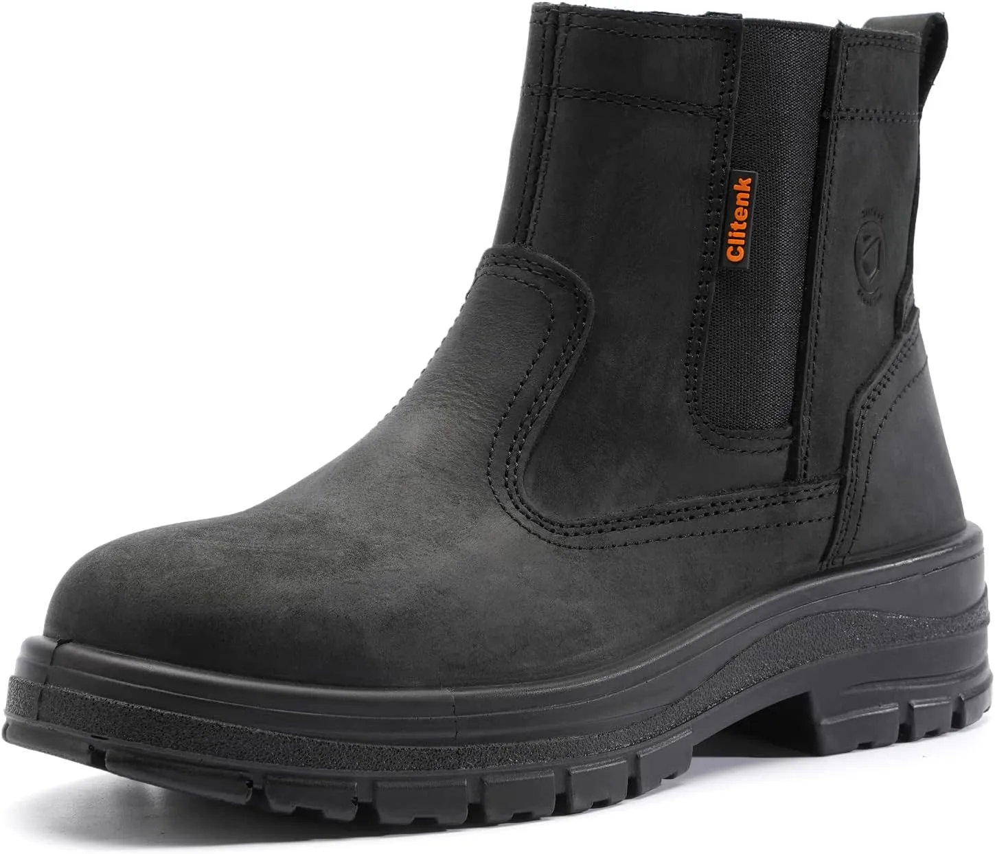 Steel Toe Boots for Men Waterproof, 6" Oiled Full Grain Leather Slip on Work Boots, Non-Slip, Puncture-Proof, Breathable, Comfortable Outdoor Lightweight Mens Work Boots