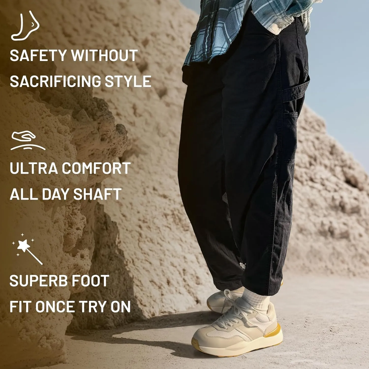 Steel Toe Shoes for Women Comfortable Lightweight Memory Foam Work Shoes Women's Indestructible Composite Toe Construction Safety Sneakers