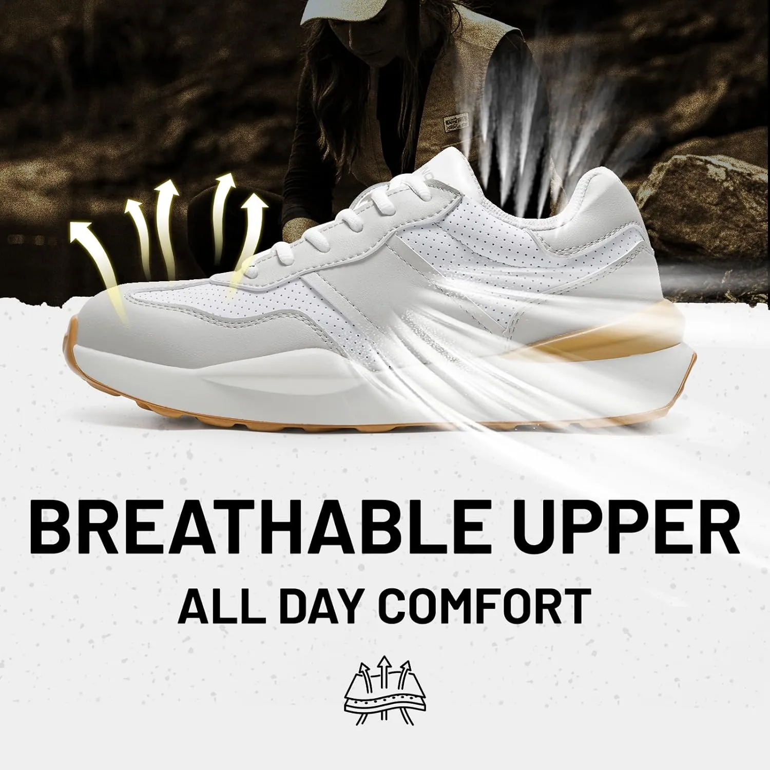 Steel Toe Shoes for Women Comfortable Lightweight Memory Foam Work Shoes Women's Indestructible Composite Toe Construction Safety Sneakers
