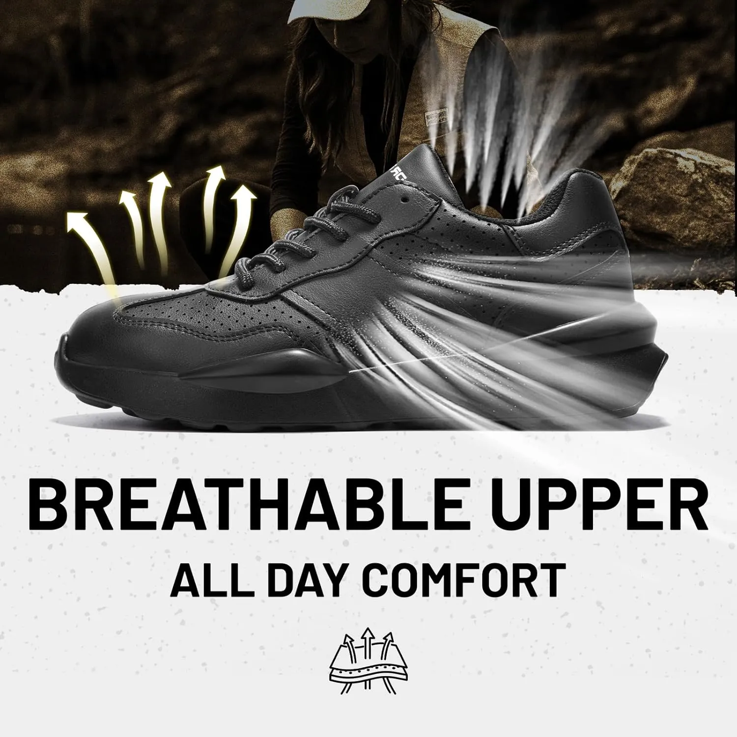 Steel Toe Shoes for Women Comfortable Lightweight Memory Foam Work Shoes Women's Indestructible Composite Toe Construction Safety Sneakers