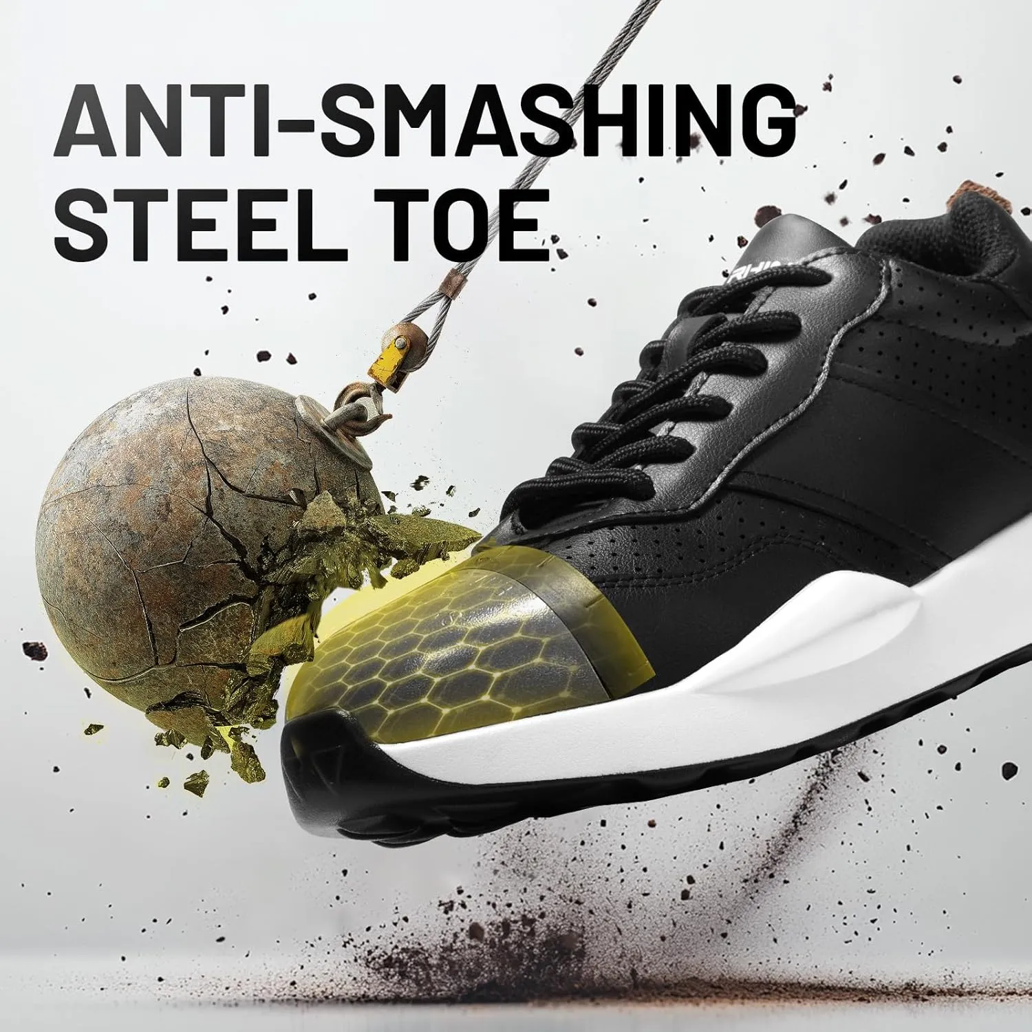 Steel Toe Shoes for Women Comfortable Lightweight Memory Foam Work Shoes Women's Indestructible Composite Toe Construction Safety Sneakers