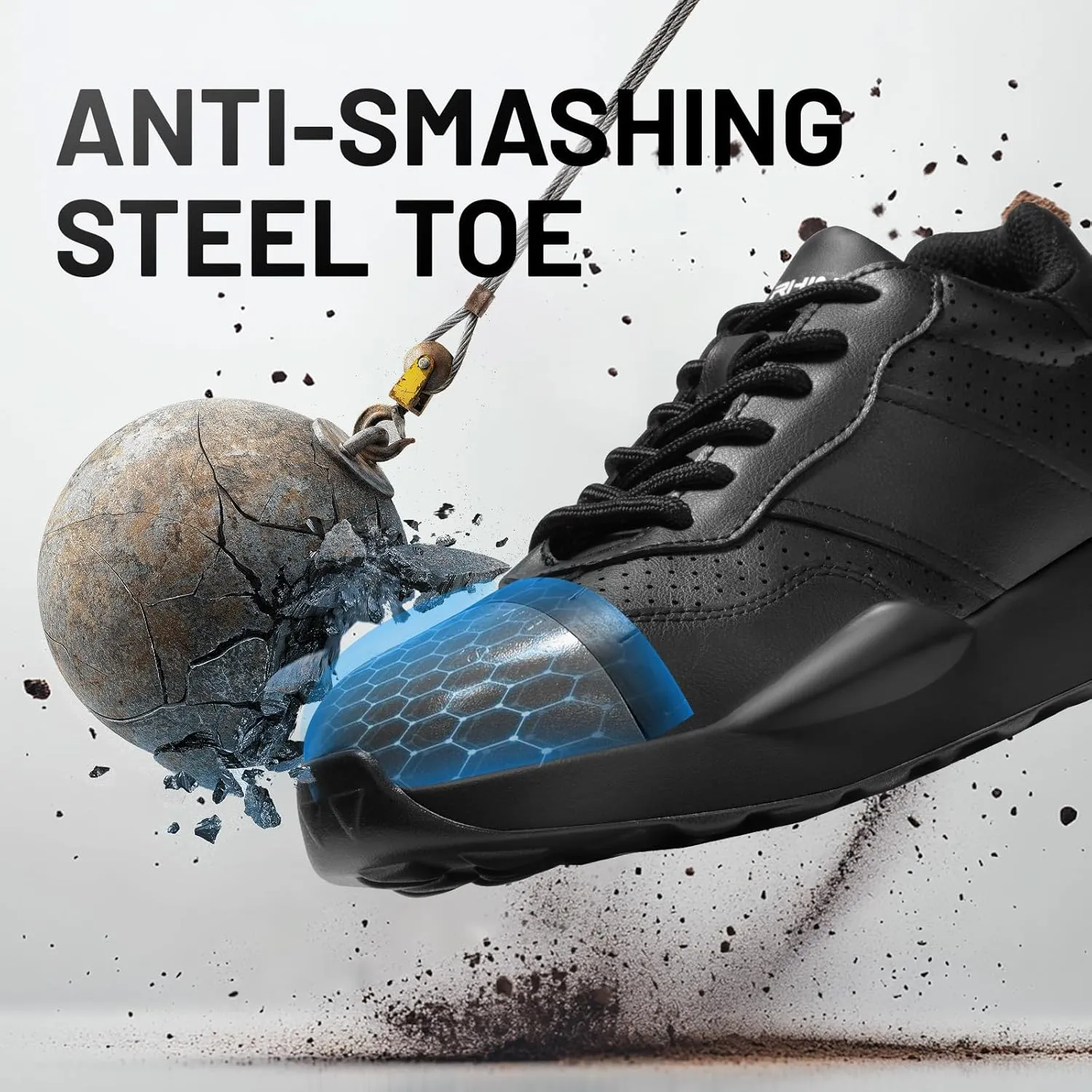 Steel Toe Shoes for Women Comfortable Lightweight Memory Foam Work Shoes Women's Indestructible Composite Toe Construction Safety Sneakers