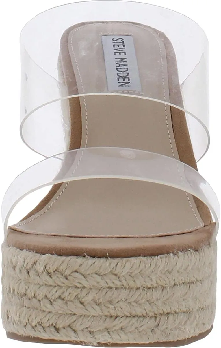 Steve Madden Sunrise Wedge Sandals for Women - Jute Wrapped Wedge Heel, Padded Footbed, and Open-Toe