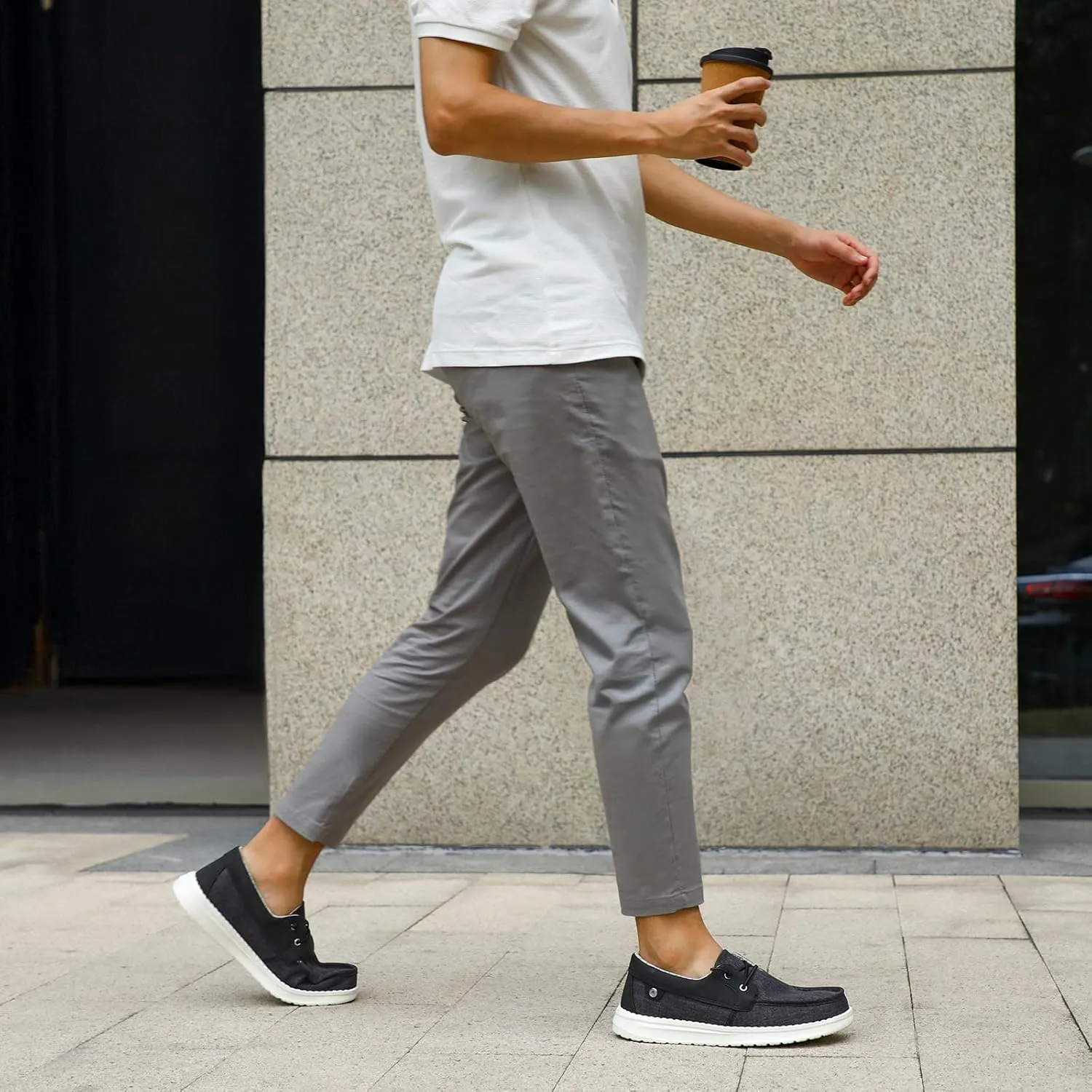 STQ Boat Shoes Men's Business Casual Shoes Slip on Dress Sneakers with Arch Support Insole Lightweight Orthopedic Walking Loafers for Plantar Fasciitis