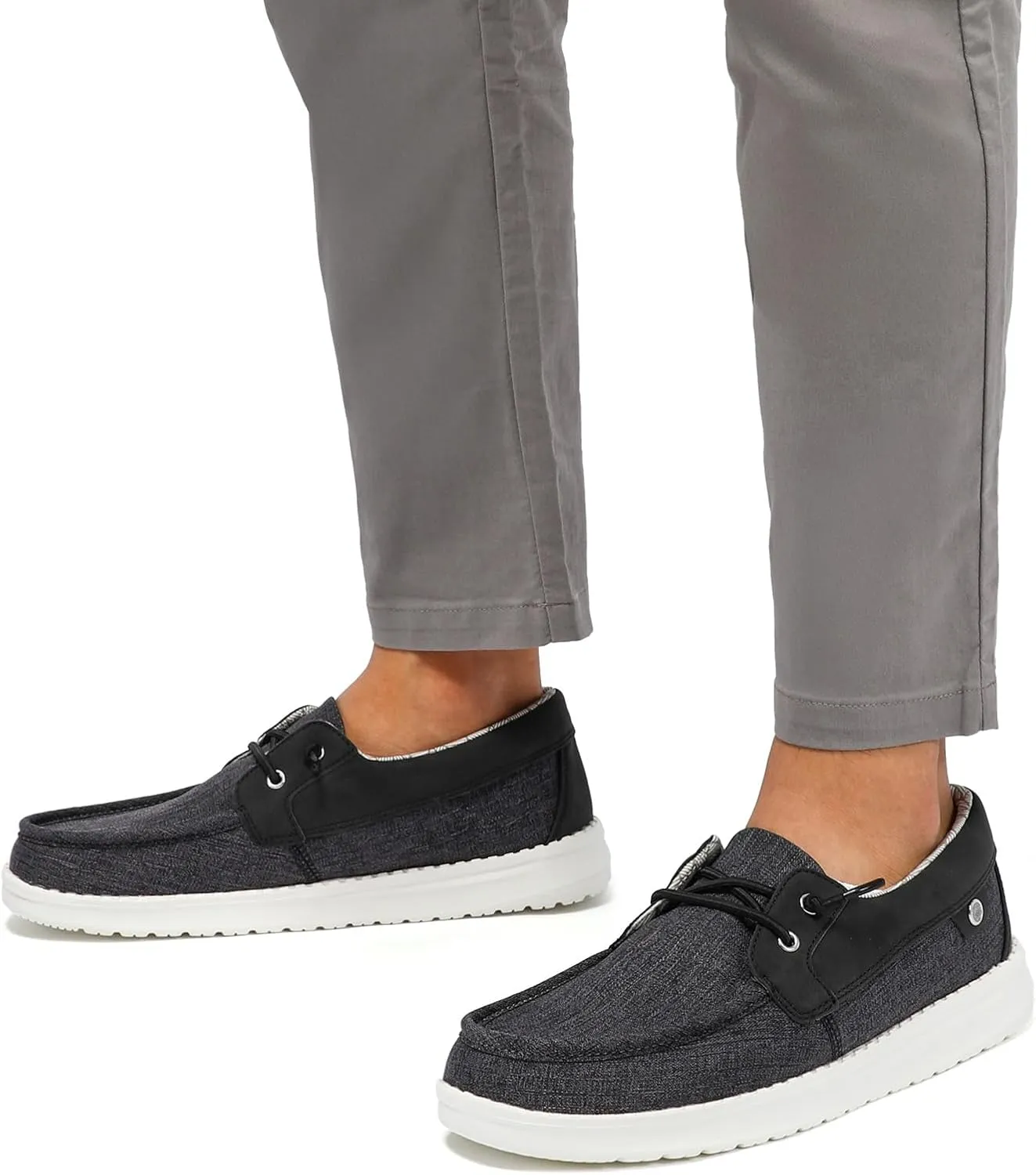 STQ Boat Shoes Men's Business Casual Shoes Slip on Dress Sneakers with Arch Support Insole Lightweight Orthopedic Walking Loafers for Plantar Fasciitis