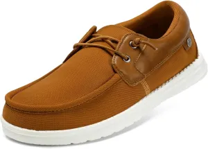 STQ Boat Shoes Men's Business Casual Shoes Slip on Dress Sneakers with Arch Support Insole Lightweight Orthopedic Walking Loafers for Plantar Fasciitis