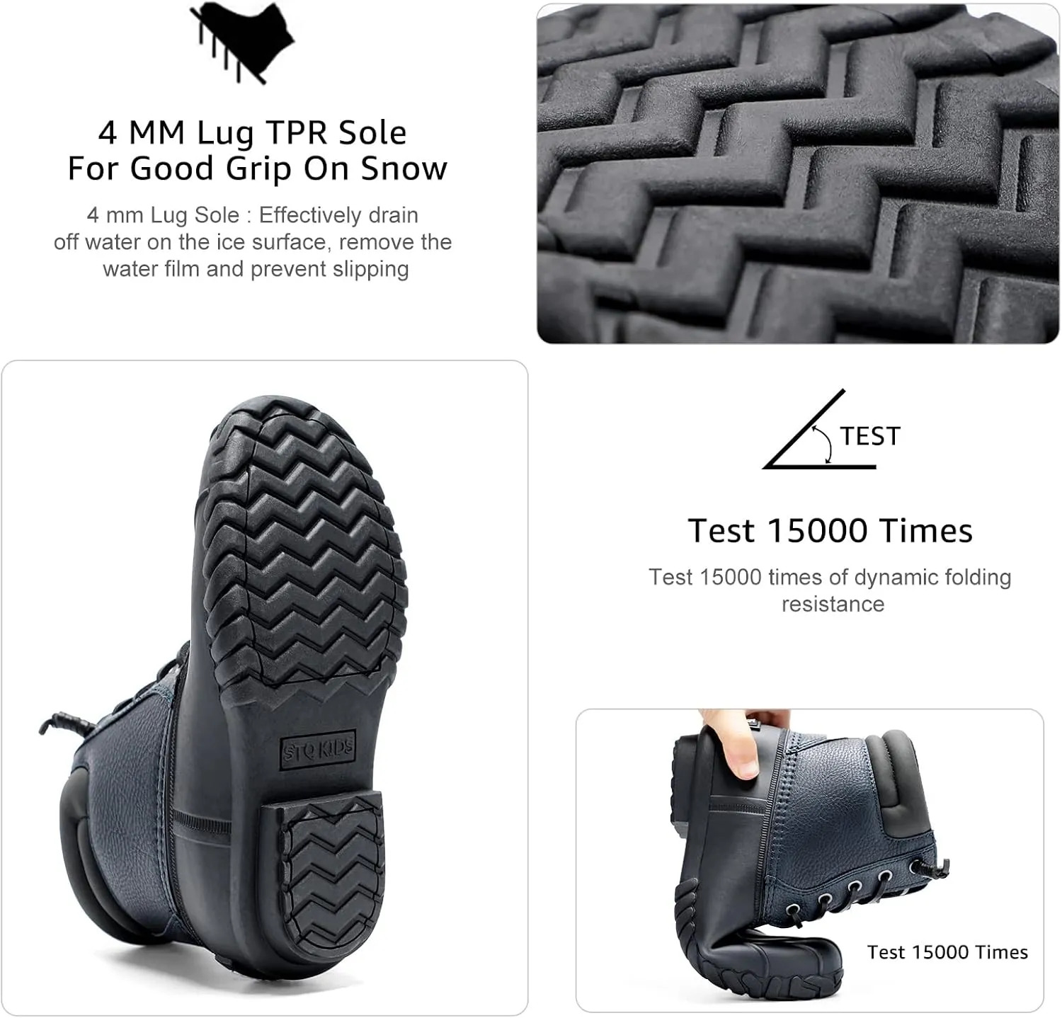 STQ Boy Duck Boots Kids Waterproof Snow Boots Insulated Winter Boots (Little/Big Kid)