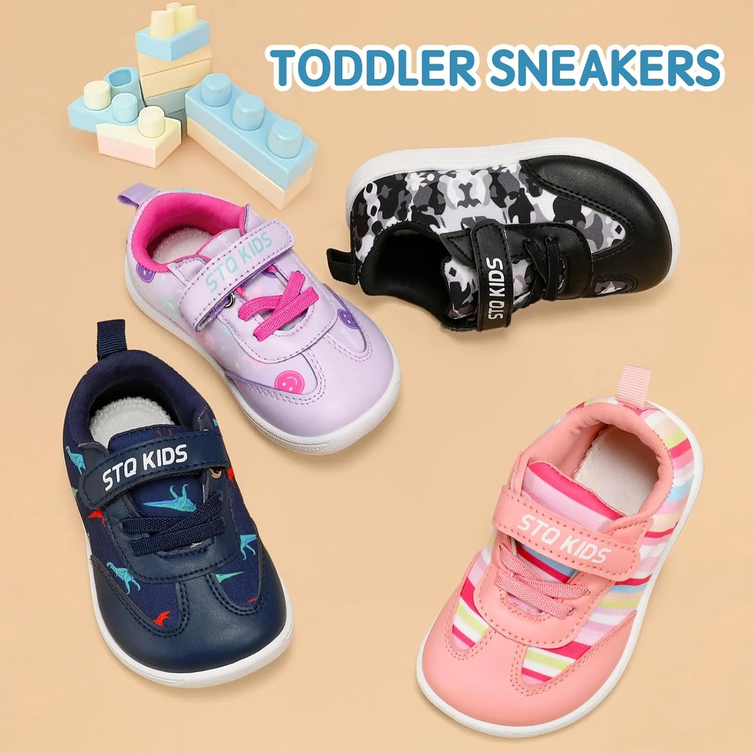 STQ Toddler Girls Boys Wide Toe Barefoot Shoes Kids Walking Tennis Comfort Sneakers Lightweight Breathable Gym Shoe