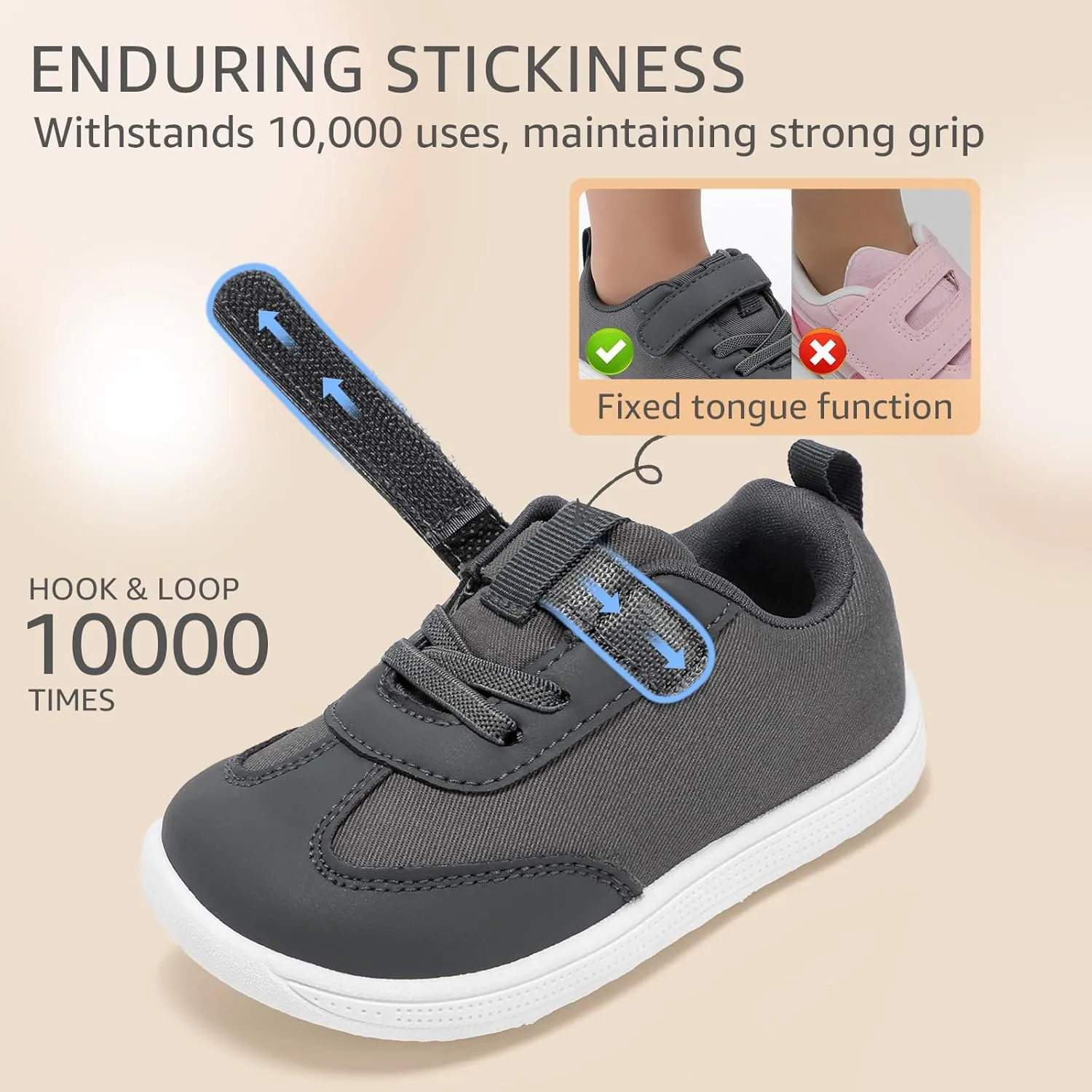 STQ Toddler Girls Boys Wide Toe Barefoot Shoes Kids Walking Tennis Comfort Sneakers Lightweight Breathable Gym Shoe