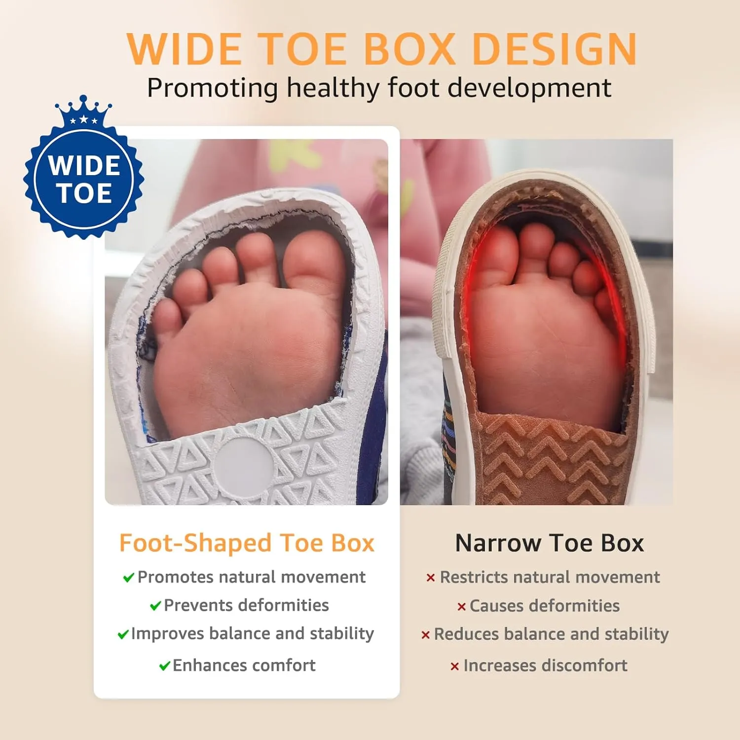STQ Toddler Girls Boys Wide Toe Barefoot Shoes Kids Walking Tennis Comfort Sneakers Lightweight Breathable Gym Shoe
