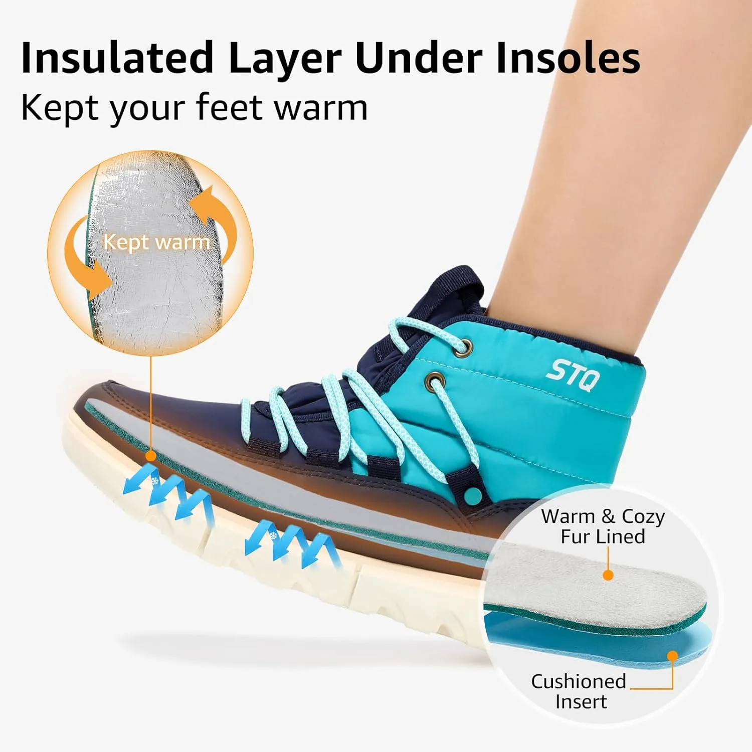 STQ Women Winter Boots with Insulated Insole | Warm & Cozy Winter Snow Boots for Women | Lightweight Non Slip Walking Boots Water Resistant