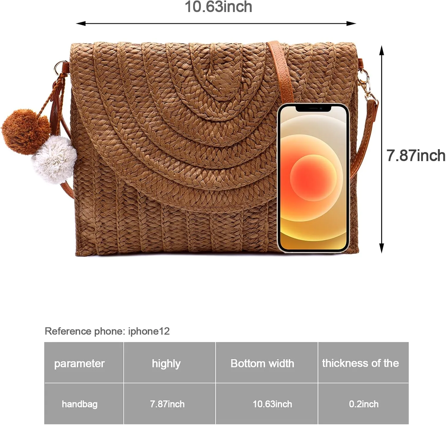 Straw Clutch Bag Woven Purse for Women Shoulder Bag Casual Beach Rattan Handmade Wallet
