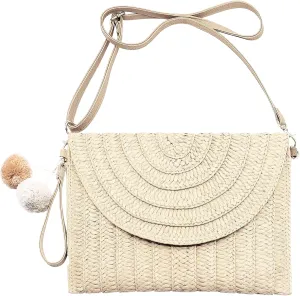 Straw Clutch Bag Woven Purse for Women Shoulder Bag Casual Beach Rattan Handmade Wallet