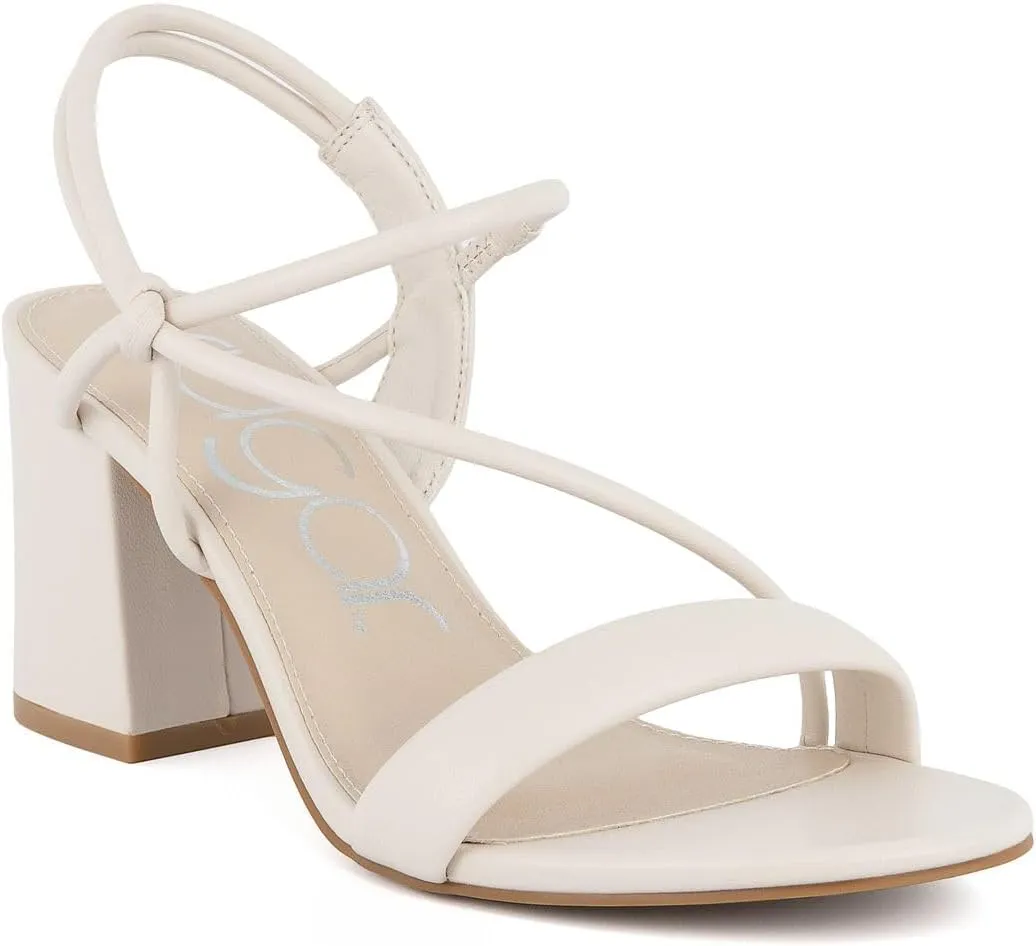Sugar Women's Strappy Dress Sandals – Slip-On Block Heel Heels for Women, Open Toe Evening Party Shoes with Sparkly or Smooth Finish