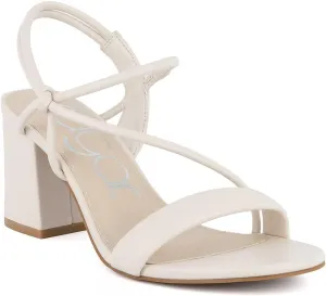 Sugar Women's Strappy Dress Sandals – Slip-On Block Heel Heels for Women, Open Toe Evening Party Shoes with Sparkly or Smooth Finish