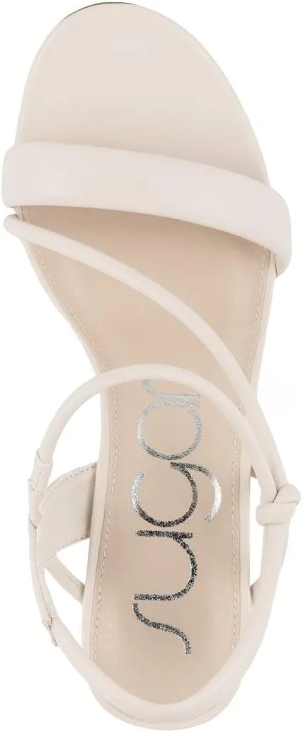 Sugar Women's Strappy Dress Sandals – Slip-On Block Heel Heels for Women, Open Toe Evening Party Shoes with Sparkly or Smooth Finish