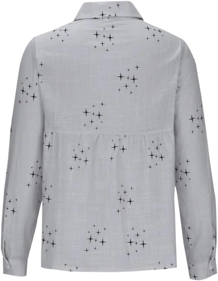 Summer Tops for Women 2023 Casual Long Sleeve Linen Button Down Shirts Plus Size Collared Business Casual Work Blouses