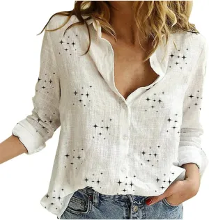 Summer Tops for Women 2023 Casual Long Sleeve Linen Button Down Shirts Plus Size Collared Business Casual Work Blouses