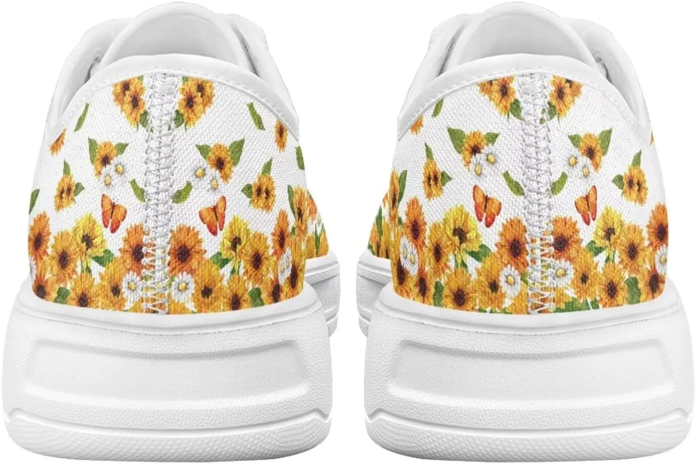 Sunflower Animal Print Women Casual Canvas Slip-On Sneaker Classic Low Top Shoes Lace-Up Platform Tennis Shoes