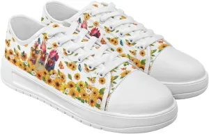Sunflower Animal Print Women Casual Canvas Slip-On Sneaker Classic Low Top Shoes Lace-Up Platform Tennis Shoes