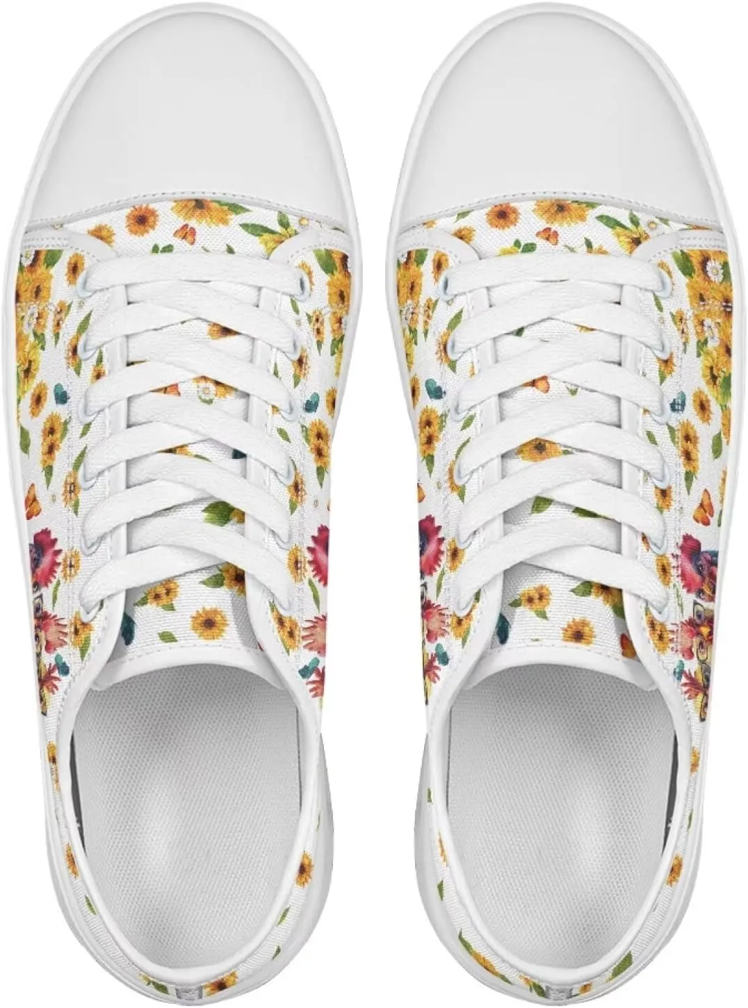 Sunflower Animal Print Women Casual Canvas Slip-On Sneaker Classic Low Top Shoes Lace-Up Platform Tennis Shoes