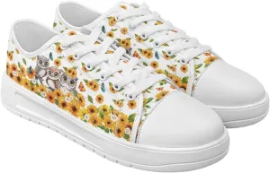 Sunflower Animal Print Women Casual Canvas Slip-On Sneaker Classic Low Top Shoes Lace-Up Platform Tennis Shoes