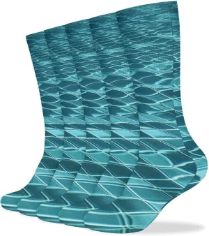 Swimming Pool Water Athletic Socks Pack of 5, Breathable Crew Socks, Outdoor Sports Socks for Men Women