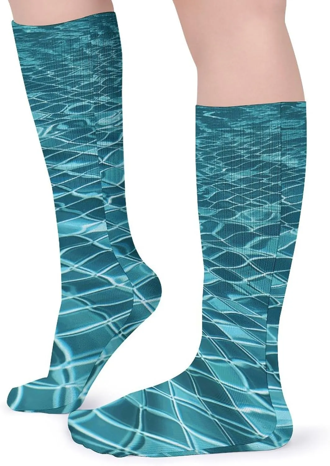 Swimming Pool Water Athletic Socks Pack of 5, Breathable Crew Socks, Outdoor Sports Socks for Men Women