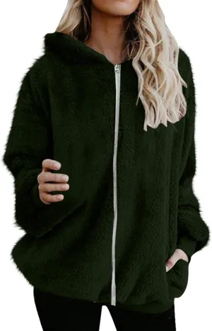 Teddy Coat For Women Plus Size Dressy Casual Fuzzy Fleece Sherpa Jacket Full Zip Up Hooded Fluffy Coats Outwear