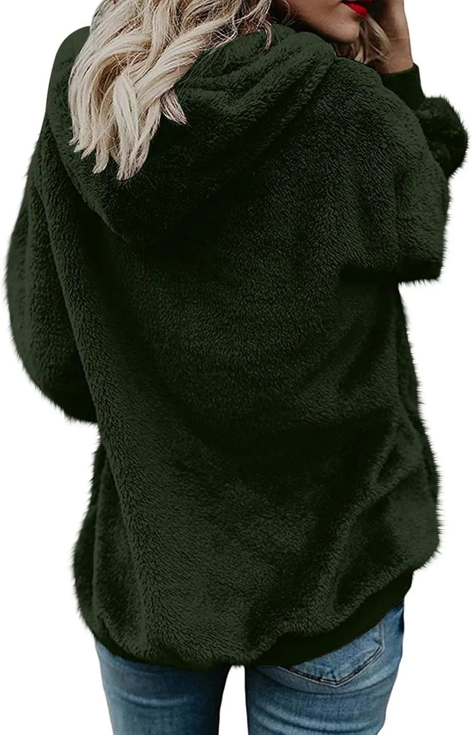 Teddy Coat For Women Plus Size Dressy Casual Fuzzy Fleece Sherpa Jacket Full Zip Up Hooded Fluffy Coats Outwear