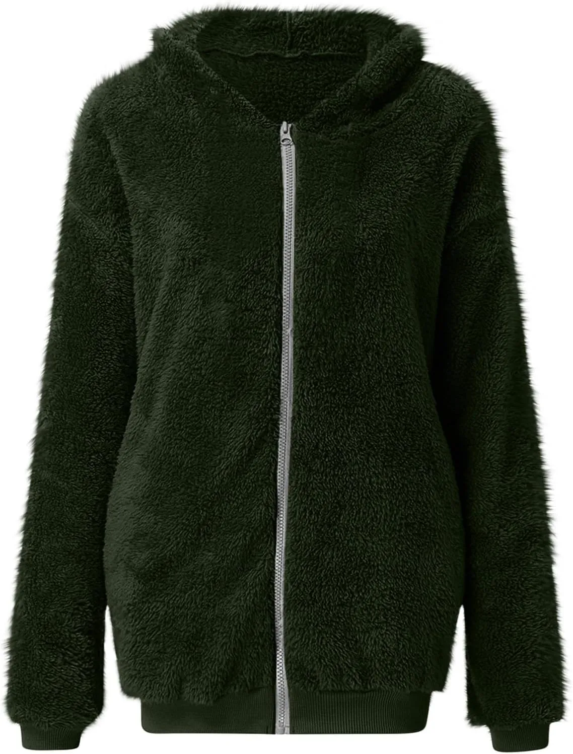Teddy Coat For Women Plus Size Dressy Casual Fuzzy Fleece Sherpa Jacket Full Zip Up Hooded Fluffy Coats Outwear