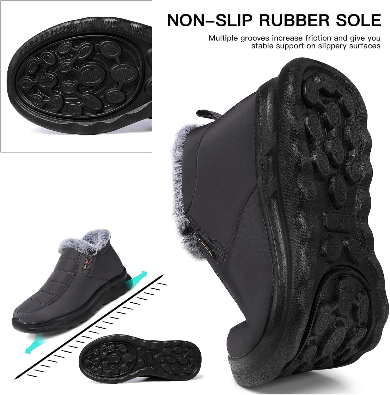 TEMOFON Snow Boots for Women Winter: Waterproof Warm Fur Lined Booties Slip On Comfortable Wide Width Outdoor Lightweight Ankle Boot