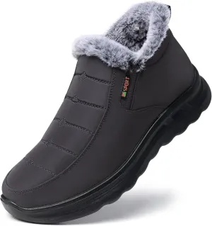 TEMOFON Snow Boots for Women Winter: Waterproof Warm Fur Lined Booties Slip On Comfortable Wide Width Outdoor Lightweight Ankle Boot