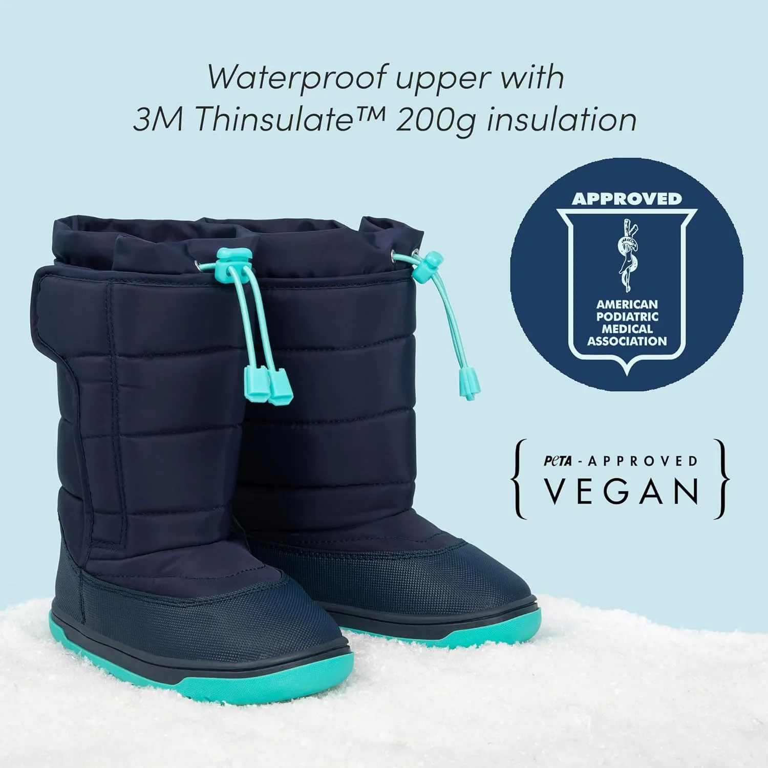 Ten Little Toddler Snow Boots for Boys & Girls, Waterproof, Insulated, Slip Resistant Winter Boots with Hook and Loop Closure for Kids